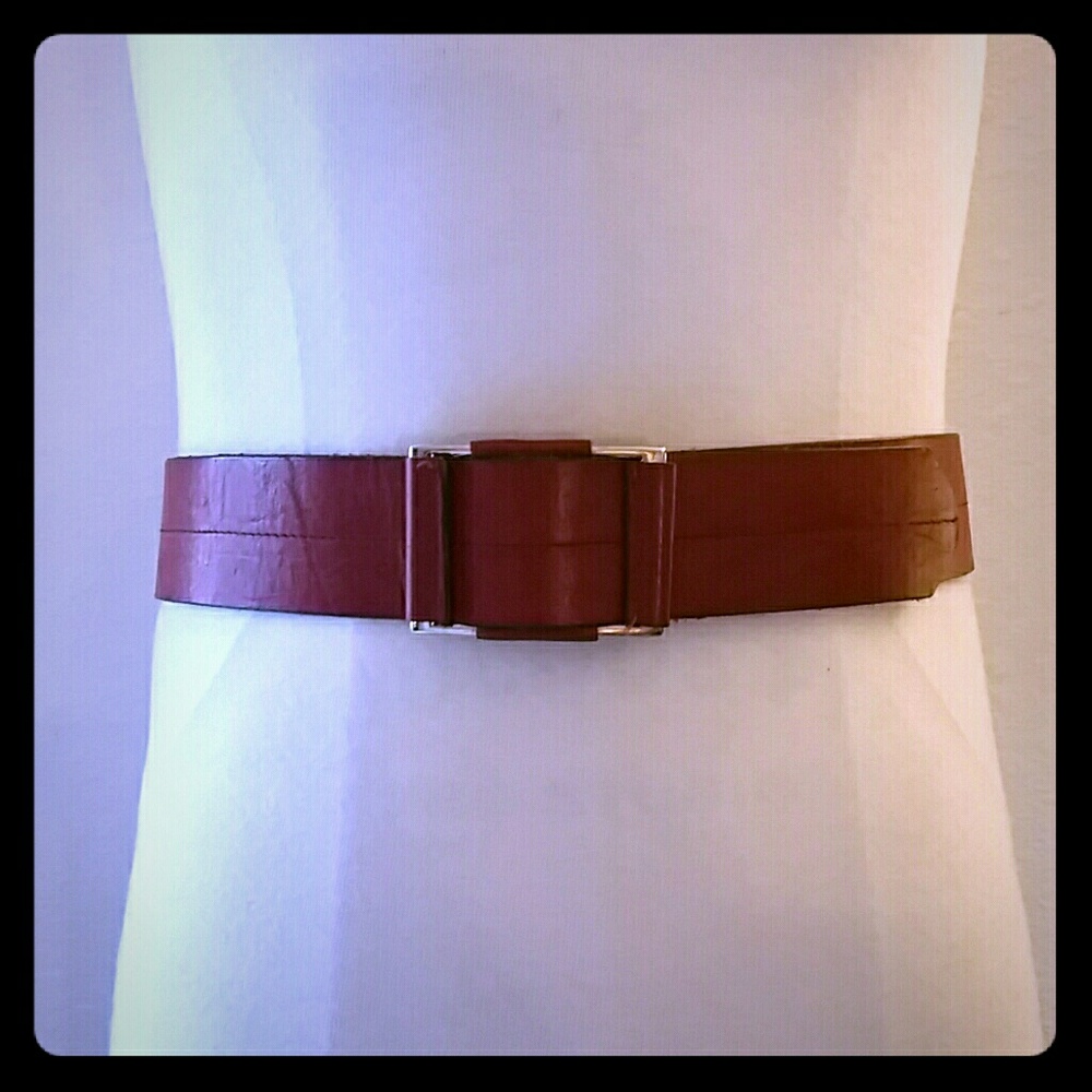 Vintage red 100% genuine leather wide belt